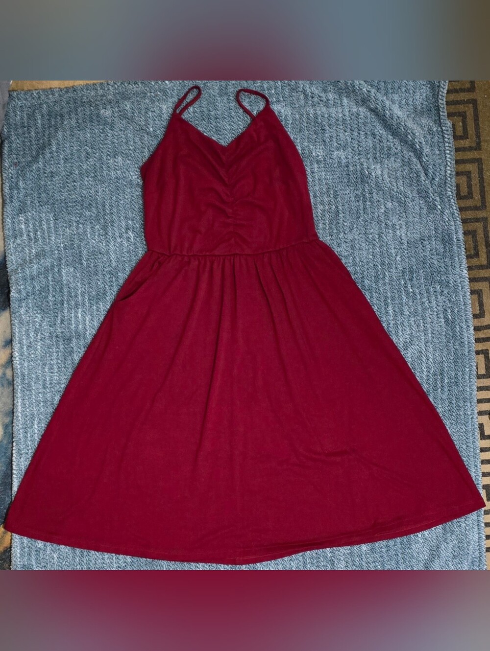 Women's Sleeveless Red Fit-and-Flare Dress With Pockets